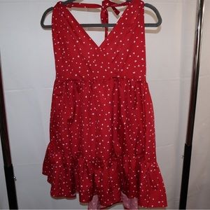 Red dress with pink hearts
